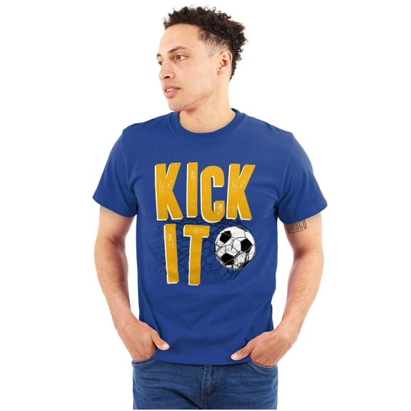 Athletic Soccer Fan Kick It Goal Men's Big & Tall Crewneck Graphic Tee Brisco Brands 4X