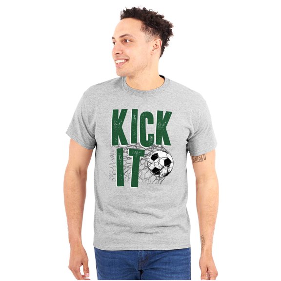 Athletic Soccer Fan Kick It Goal Men's Graphic T Shirt Tees Brisco Brands L