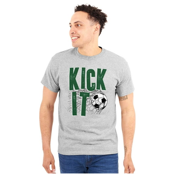 Athletic Soccer Fan Kick It Goal Men's Graphic T Shirt Tees Brisco Brands S