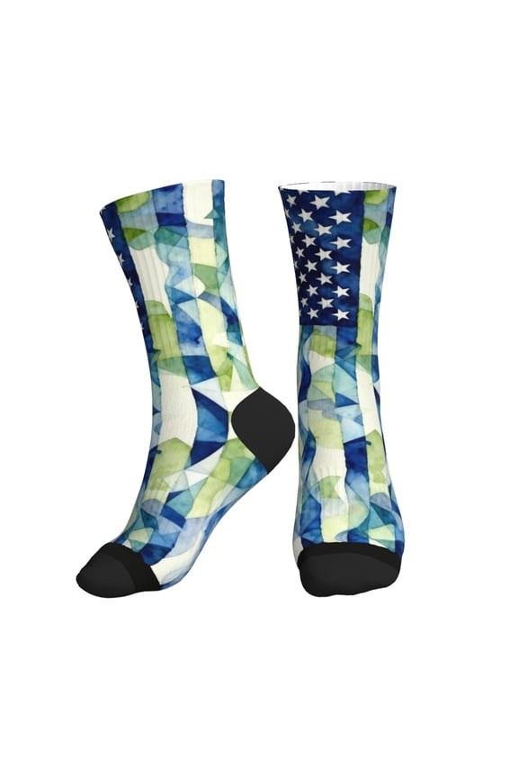 Athletic Socks Army Camouflage Flag Sport Running Calf Socks Crew Socks for Men Women
