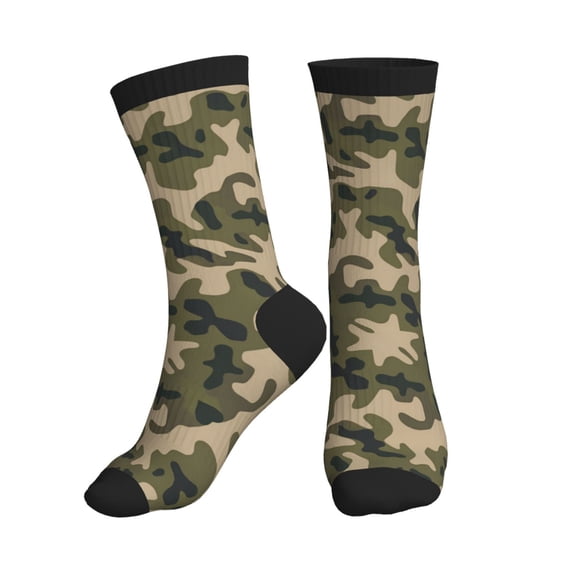 Athletic Socks Army Camouflage Pattern Sport Running Calf Socks Crew Socks for Men Women