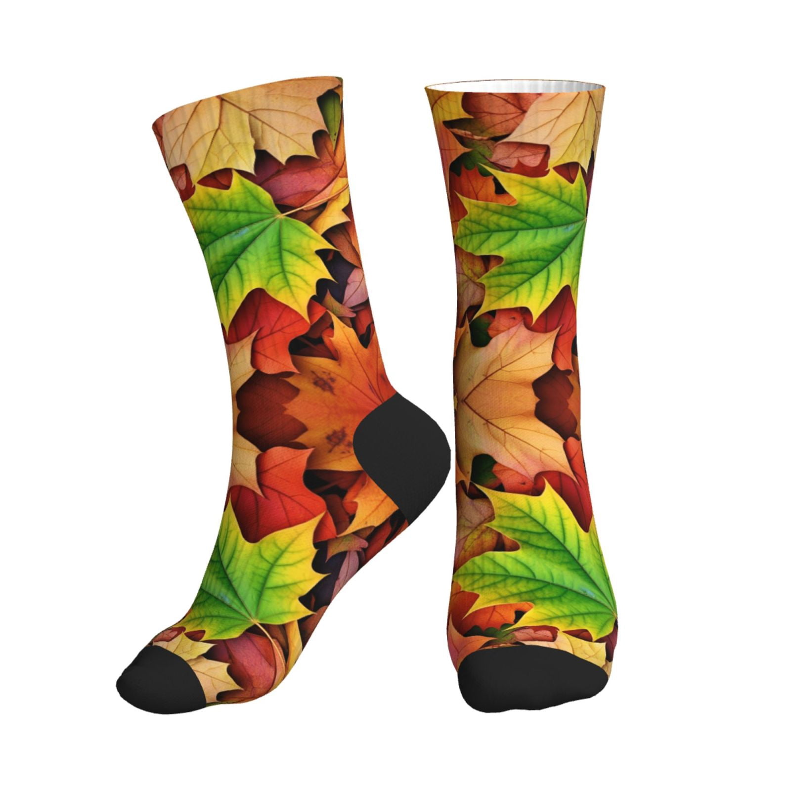 Athletic Socks Autumn Leaves Pattern Sport Running Calf Socks Crew ...