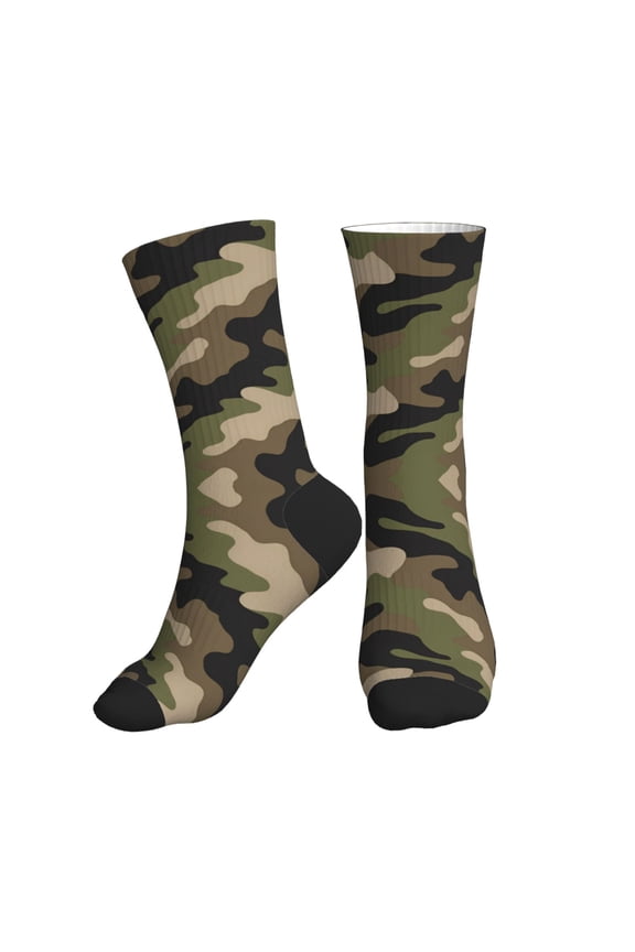 Athletic Socks Camouflage Print Pattern Sport Running Calf Socks Crew Socks for Men Women