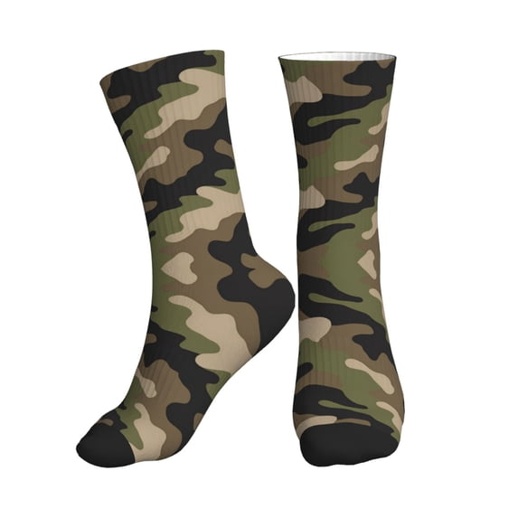 Athletic Socks Camouflage Print Pattern Sport Running Calf Socks Crew Socks for Men Women
