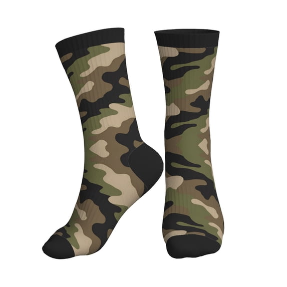 Athletic Socks Camouflage Print Pattern Sport Running Calf Socks Crew Socks for Men Women