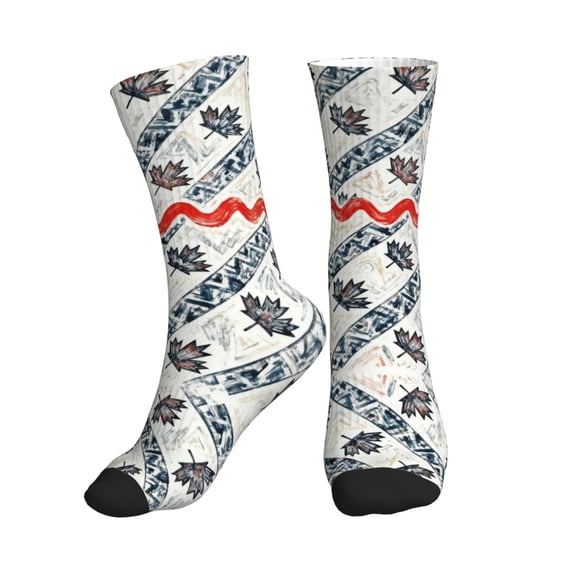 Athletic Socks Canadian Symbol Maple Leaf Pattern Sport Running Calf Socks Crew Socks for Men Women