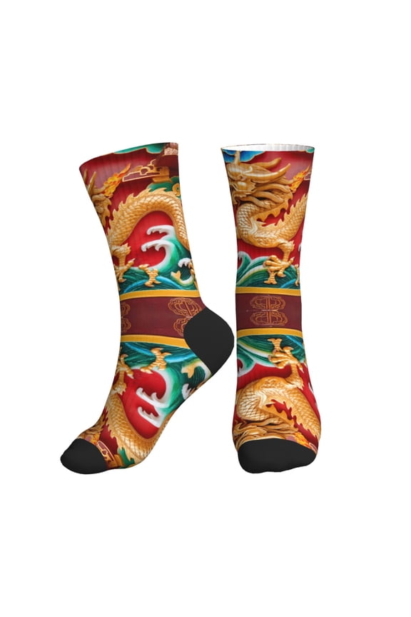 Athletic Socks Chinese Dragon Sport Running Calf Socks Crew Socks for Men Women