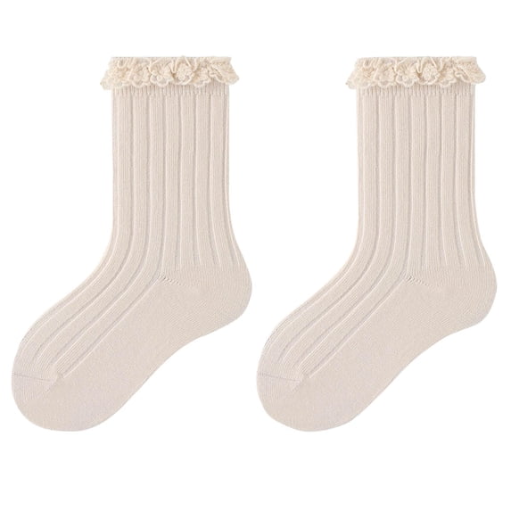 Athletic Socks Crew Children Socks Are Versatile for Boys and with a Mid Length Lace Sock Long Socks for Boy Beige L
