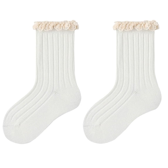 Athletic Socks Crew Children Socks Are Versatile for Boys and with a Mid Length Lace Sock Pilates Grip Socks Girls White XL