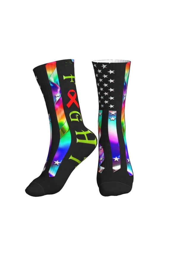 Athletic Socks Fight Leukemia Cancer Awareness Sport Running Calf Socks Crew Socks for Men Women