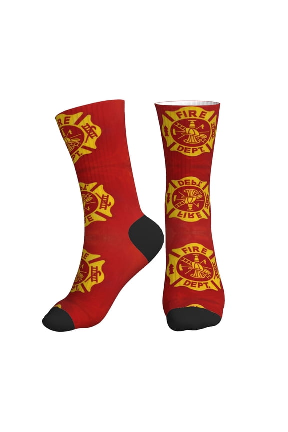 Athletic Socks Fire Fighters Fire Department Sport Running Calf Socks Crew Socks for Men Women