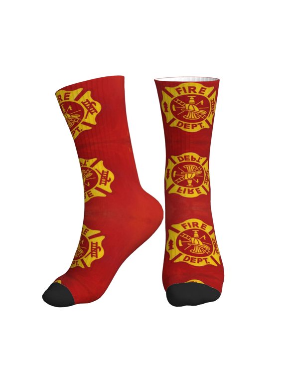 Athletic Socks Fire Fighters Fire Department Sport Running Calf Socks Crew Socks for Men Women