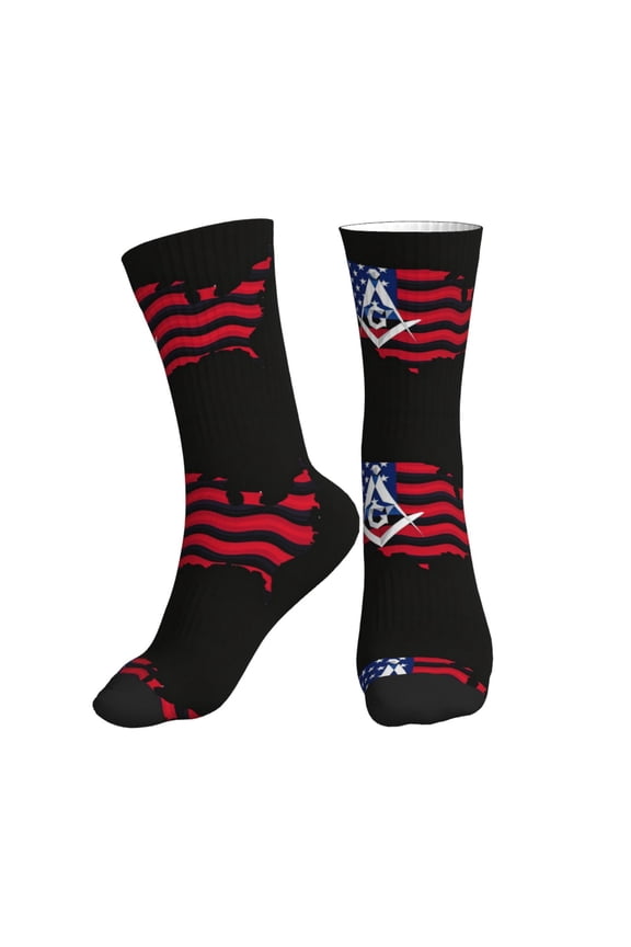 Athletic Socks Freemason Flag Sport Running Calf Socks Crew Socks for Men Women