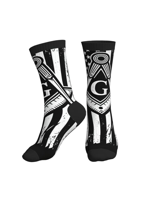 Athletic Socks Freemason Masonic Masons Flag Sport Running Calf Socks Crew Socks for Men Women