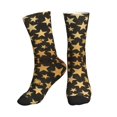 thumbnail image 1 of Athletic Socks Gold Glitter Stars Pattern Sport Running Calf Socks Crew Socks for Men Women, 1 of 7