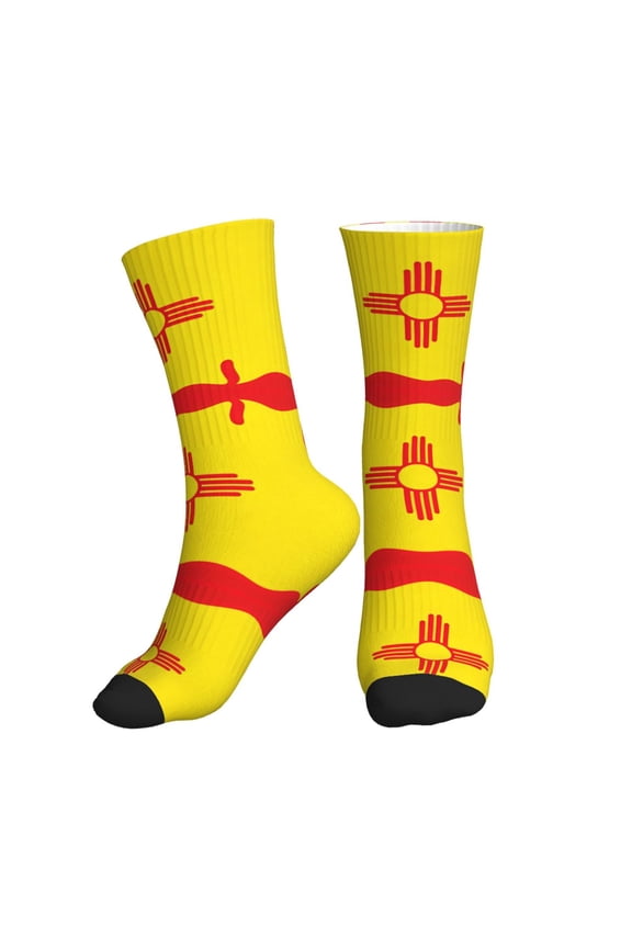 Athletic Socks Grunge Style New-Mexico-Flag Sport Running Calf Socks Crew Socks for Men Women