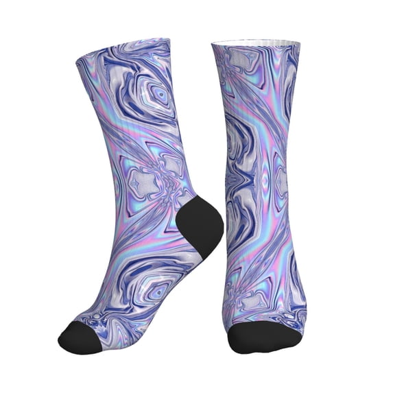 Athletic Socks Holographic Iridescent Color Wrinkled Foil Sport Running Calf Socks Crew Socks for Men Women