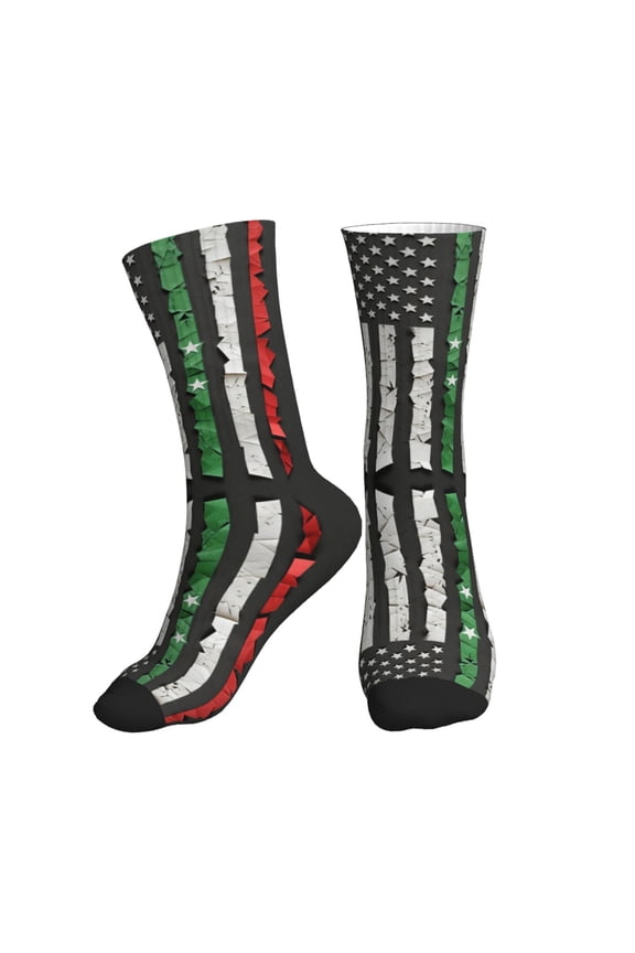Athletic Socks Italian America Thin Line Flag Sport Running Calf Socks Crew Socks for Men Women