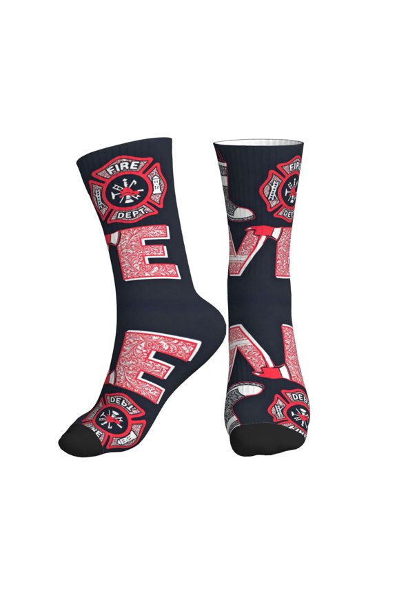 Athletic Socks Love Firefighter Sport Running Calf Socks Crew Socks for Men Women