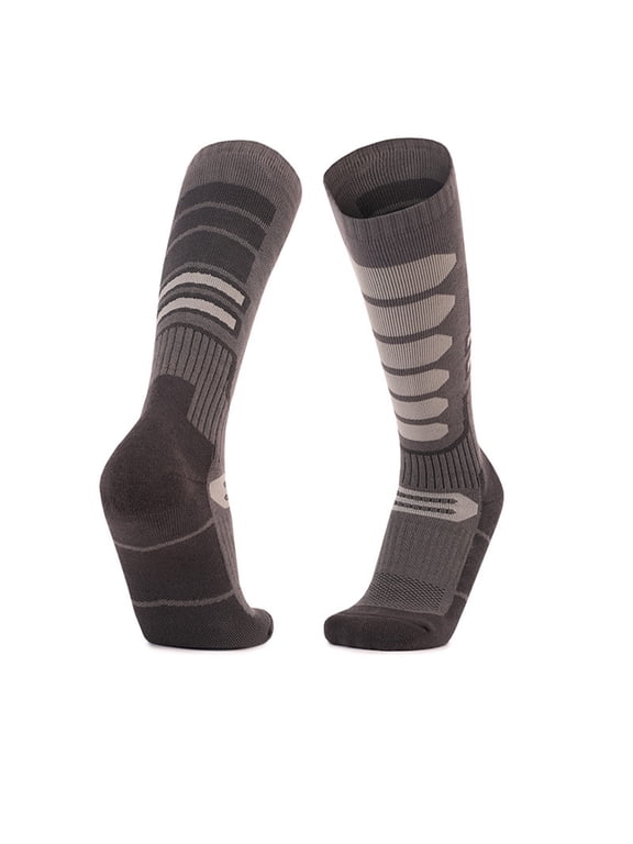Athletic Socks Men Womens Thermal Hiking Ski Socks - Mid-Calf Cushioned Tube Sock for Winter Sports, Outdoor Activities Gray One Size
