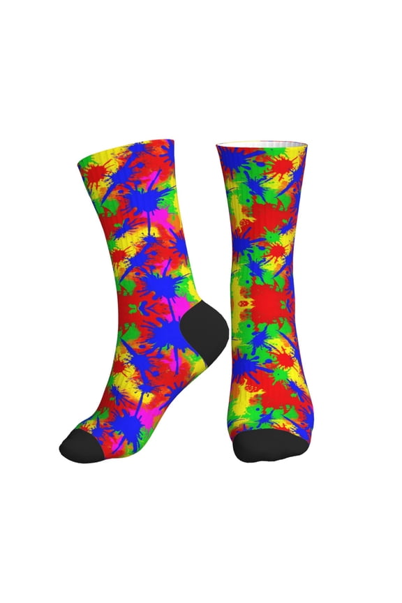 Athletic Socks Paint Splatter Grunge Sport Running Calf Socks Crew Socks for Men Women