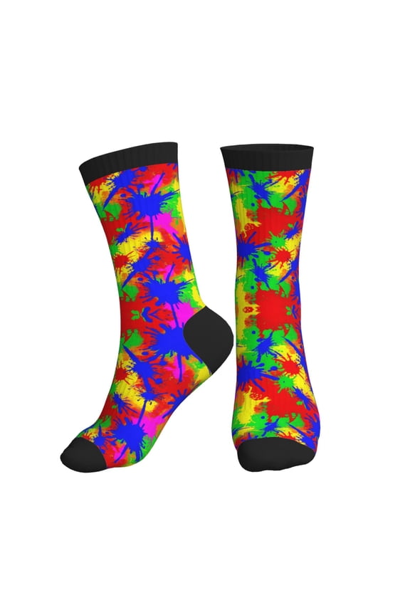 Athletic Socks Paint Splatter Grunge Sport Running Calf Socks Crew Socks for Men Women