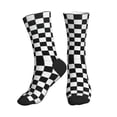 thumbnail image 1 of Athletic Socks Race Waving Checkered Flag Sport Running Calf Socks Crew Socks for Men Women, 1 of 7