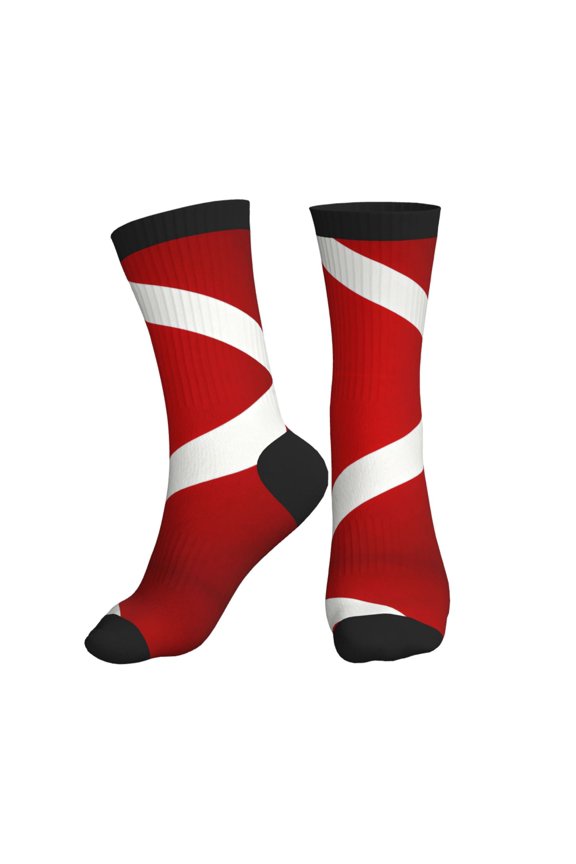 Athletic Socks Scuba Dive Flag Sport Running Calf Socks Crew Socks for Men Women