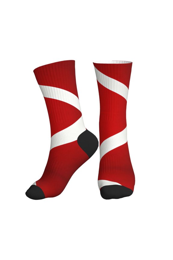 Athletic Socks Scuba Dive Flag Sport Running Calf Socks Crew Socks for Men Women