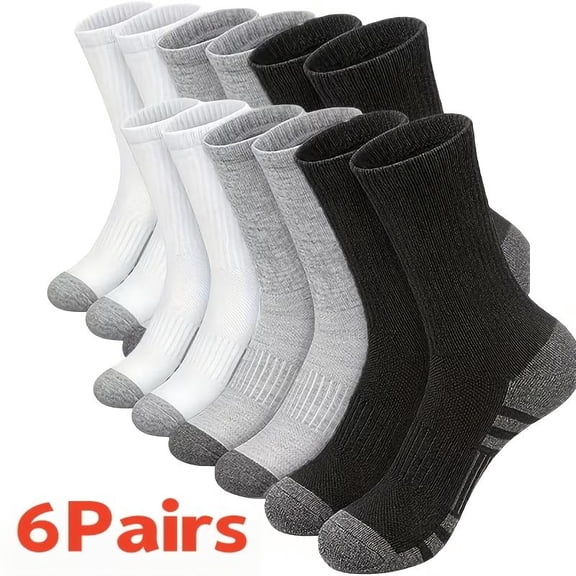 Athletic Socks Sport Running Calf Socks Performance Cushioned Breathable Crew Socks for Men Women(6 Pairs)-USA