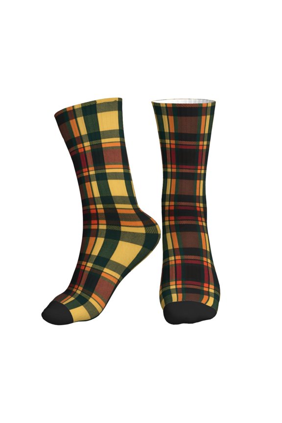 Athletic Socks Tartan Plaid Scottish Sport Running Calf Socks Crew Socks for Men Women