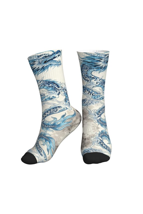 Athletic Socks Tradition Chinese Dragon Sport Running Calf Socks Crew Socks for Men Women