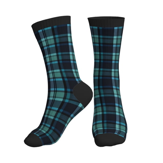 Athletic Socks Vintage Tartan Plaid Print Sport Running Calf Socks Crew Socks for Men Women