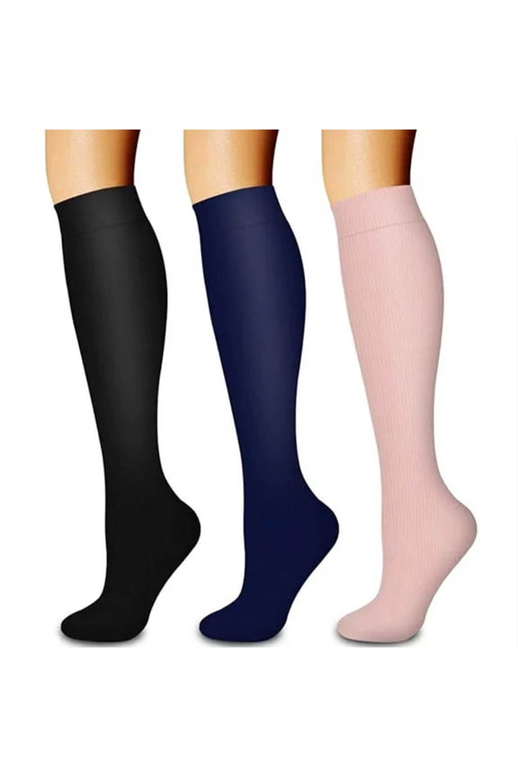 Athletic Socks Women Ankle 3 Pairs Womens Support Socks Knee High Nurse Stockings for Running Travel Athletic Boot Socks for Men S/M