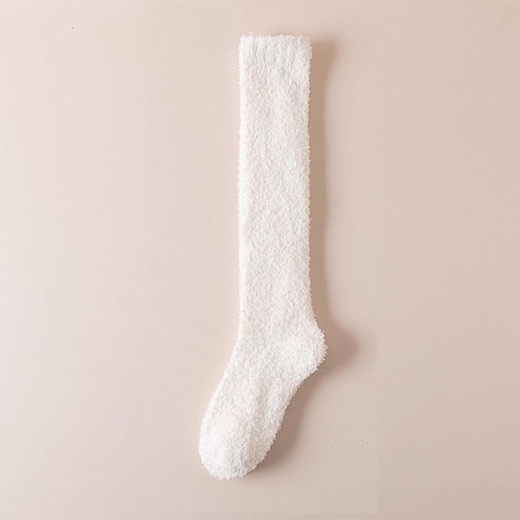 Athletic Socks Women Running, Women's Solid Shank Thickening Home Sleeping Warm Socks New Crew Socks for Women Athletic Style B-45 White One Size