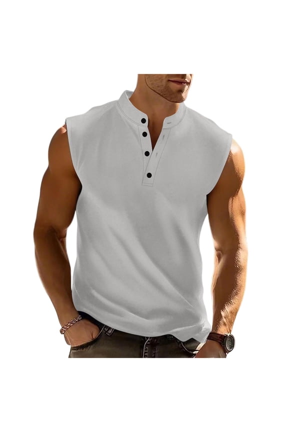 Athletic Solid Standing Collar Sleeveless Polo Shirts For Men Summer Resort Gym Commute Errands Lounge Weekend Daily Wear Classic Casual Versatile Wear