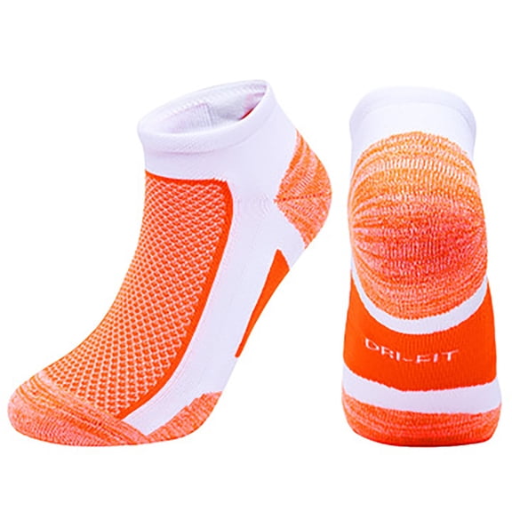 Athletic Sport Socks New Men Women Middle Canister Towel Breathable Badminton Walking Style B-39 Orange L