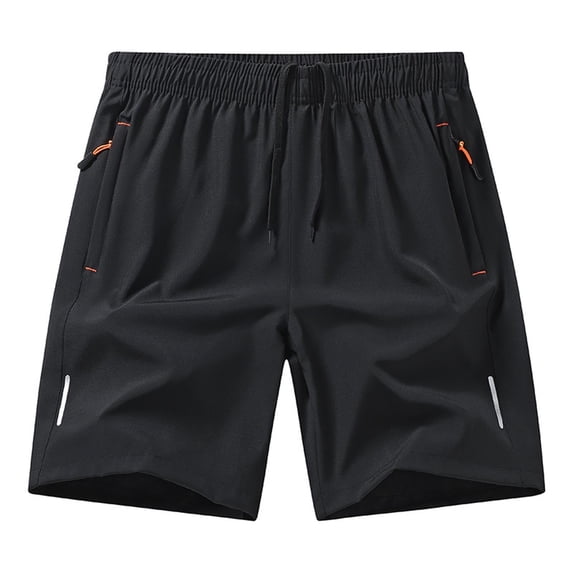 Athletic Sports Shorts for Men Quick Dry Moisture-Wicking Short Pants with Reflective Strip and Zipper Pockets Fathers Gift