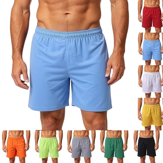 Athletic Summer Casual Pants Men's Spring And Summer Soccer Sports Shorts Men's Basketball Running Gym Pants Breathable Five-Point Casual Solid Color Shorts Sky Blue M