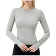 thumbnail image 1 of Athletic Sun Protection Shirt for Women Round Neck Stretch Workout Yoga Clothes Comfy Breathable for Summer Outdoor, 1 of 6