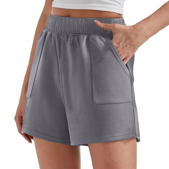 Athletic Sweat Shorts Women High Waisted Summer Lounge Shorts with Pockets Loose Fit Summer Workout Running Shorts Gray XL