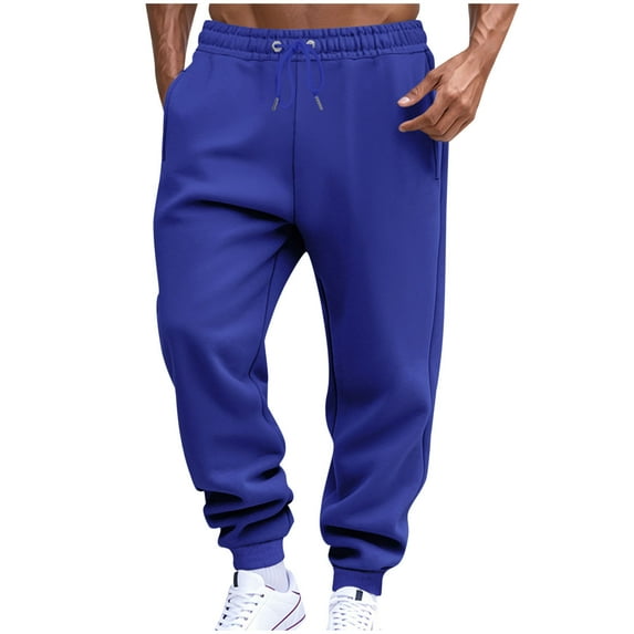 Athletic Sweatpants for Men Casual Solid Color Joggers Pants Workout Elastic Waist Track Pants, Blue, XL
