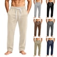 thumbnail image 1 of Athletic Sweatpants for Men Straight Leg Drawstring Lightweight Joggers Elastic Waist Open Bottom Pants with Pockets Fall Fashion Sweatpant Plus Size, 1 of 6