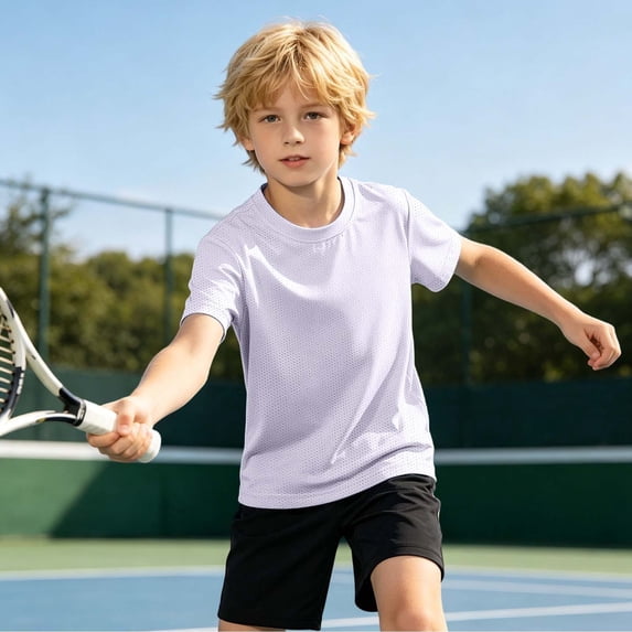 Athletic T-Shirts for Boys Girls Mesh Short Sleeve Rashguard Relaxed Fit Boys T Shirt 9-10 Years