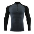 thumbnail image 1 of Athletic T Shirts for Men with Zipper Mock Neck Long Sleeve Tees Tops Stretchy Slim-Fit Pullover Color Block Breathable Gym Workout Running T-Shirts, 1 of 7
