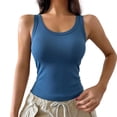 thumbnail image 1 of Athletic Tank Tops for Women Built in Bras V Neck Ribbed Camisole Knit Elastic Tanks Top Workout Strechy Slim Fit Women Soft Lightweight Cami Daily Beach Travel Outfits, Blue S, 1 of 8