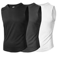 thumbnail image 1 of Athletic Tank Tops for Mens Breathable Undershirt Mesh Summer Casual Workout Gym Sports Shirts Base Layers, Black&Gray&White, M, 1 of 5