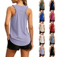 thumbnail image 1 of Athletic Tank Tops for Women Crewneck Sleeveless Ruffle Racerback Workout Yoga Top Casual Loose Running Athletic Tee Shirts Navy S, 1 of 7