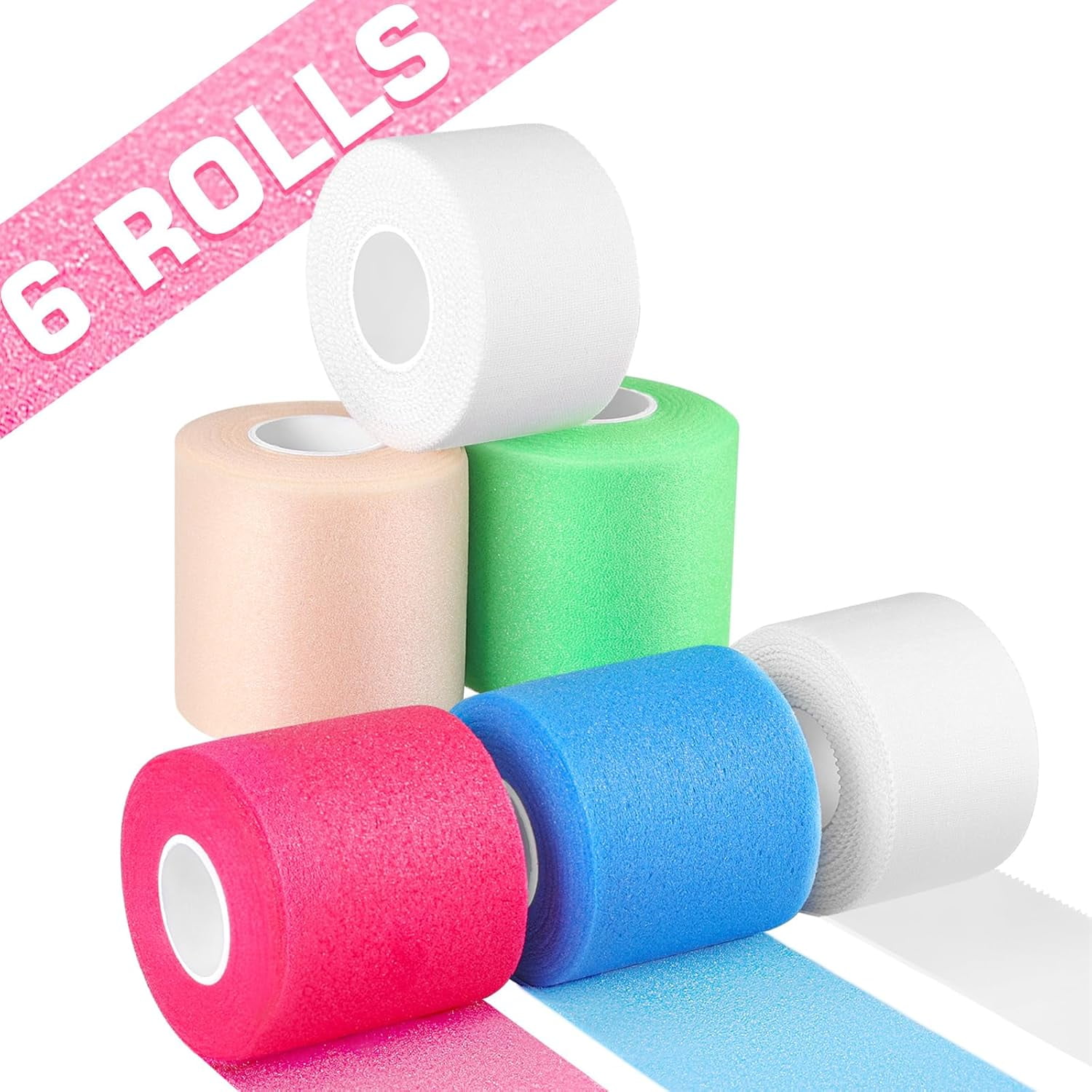 Athletic Tape Set4 Rolls Foam Pre Wrap & 2 Rolls White Athletic Tape