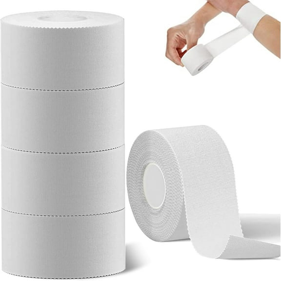 Athletic Tape, Sports Tape, No Sticky Residue Very Strong Easy Tear First Aid Injury Wrap for Athletes Trainers Boxing 4 Pack White 1.5'' x 393''